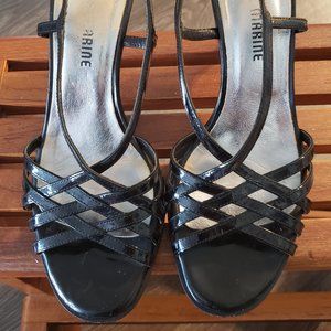 Blue Marine Italian sandals in black patent size 6,5